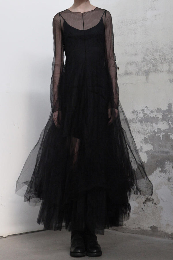 marc le bihan long sleeve gauze skirt black 2162